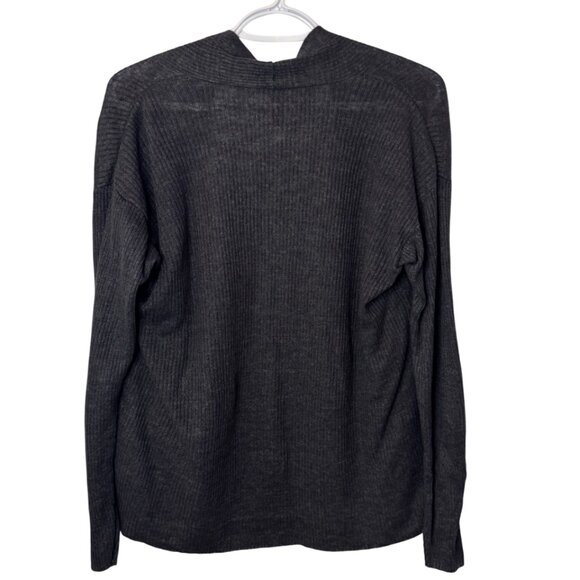 Eileen Fisher dark grey open front long sleeve cardigan size US XS - Picture 4 of 5